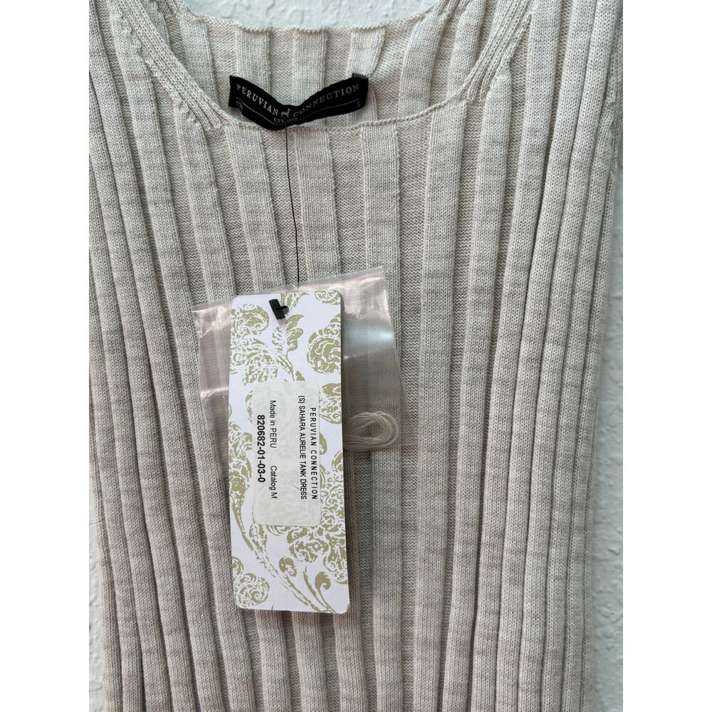 Peruvian Connection Sahara Aurelie Tank Ribbed Dress Beige Small NWT $200 - Picture 2 of 8